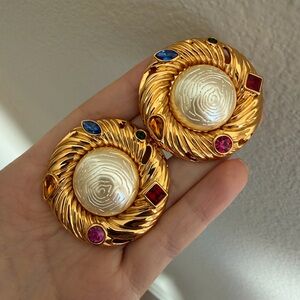 ✨ Vintage YSL Swirl Pearl Statement Earrings ✨